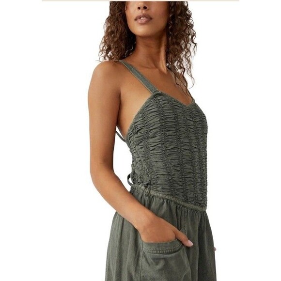 Free People Forever And Always Ruched One-Piece green, large - Picture 2 of 12